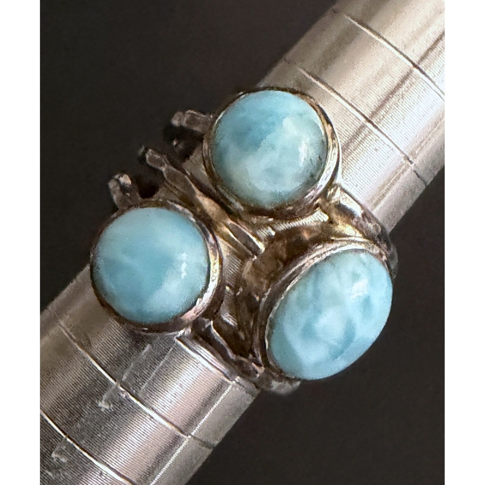 Sterling Silver Ring Brutalist Blue Stone Bezel Mermaidcore